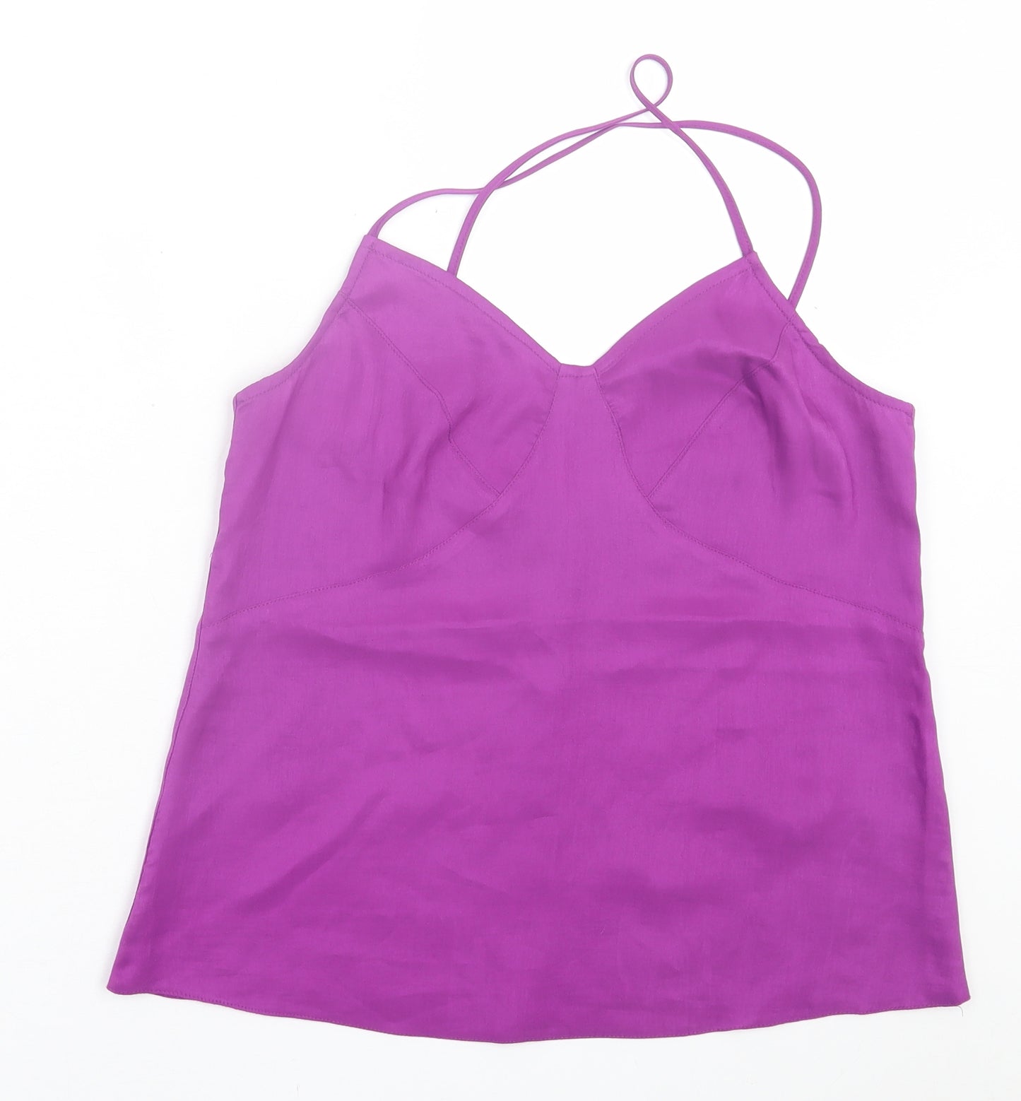 Topshop Womens Purple  Viscose Basic Tank Size 10 V-Neck