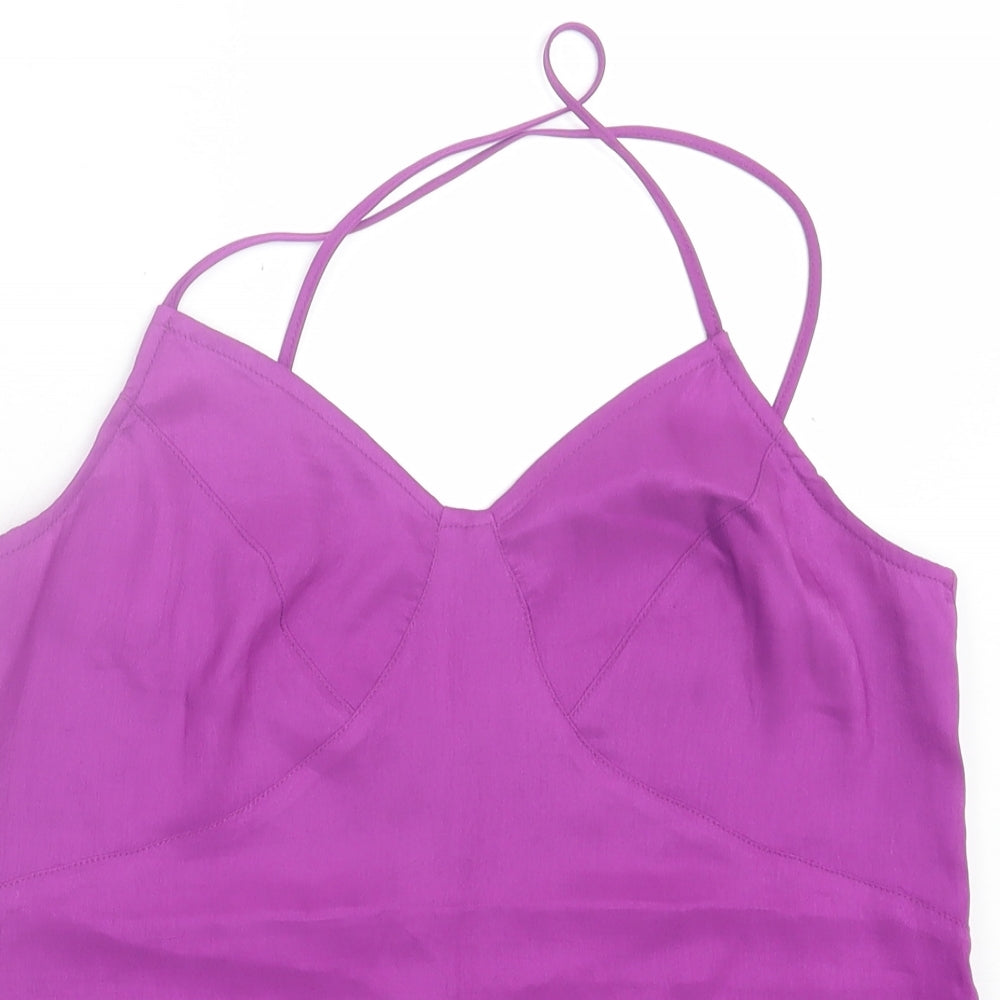 Topshop Womens Purple  Viscose Basic Tank Size 10 V-Neck