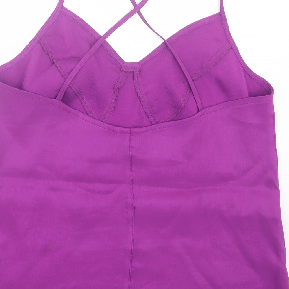 Topshop Womens Purple  Viscose Basic Tank Size 10 V-Neck