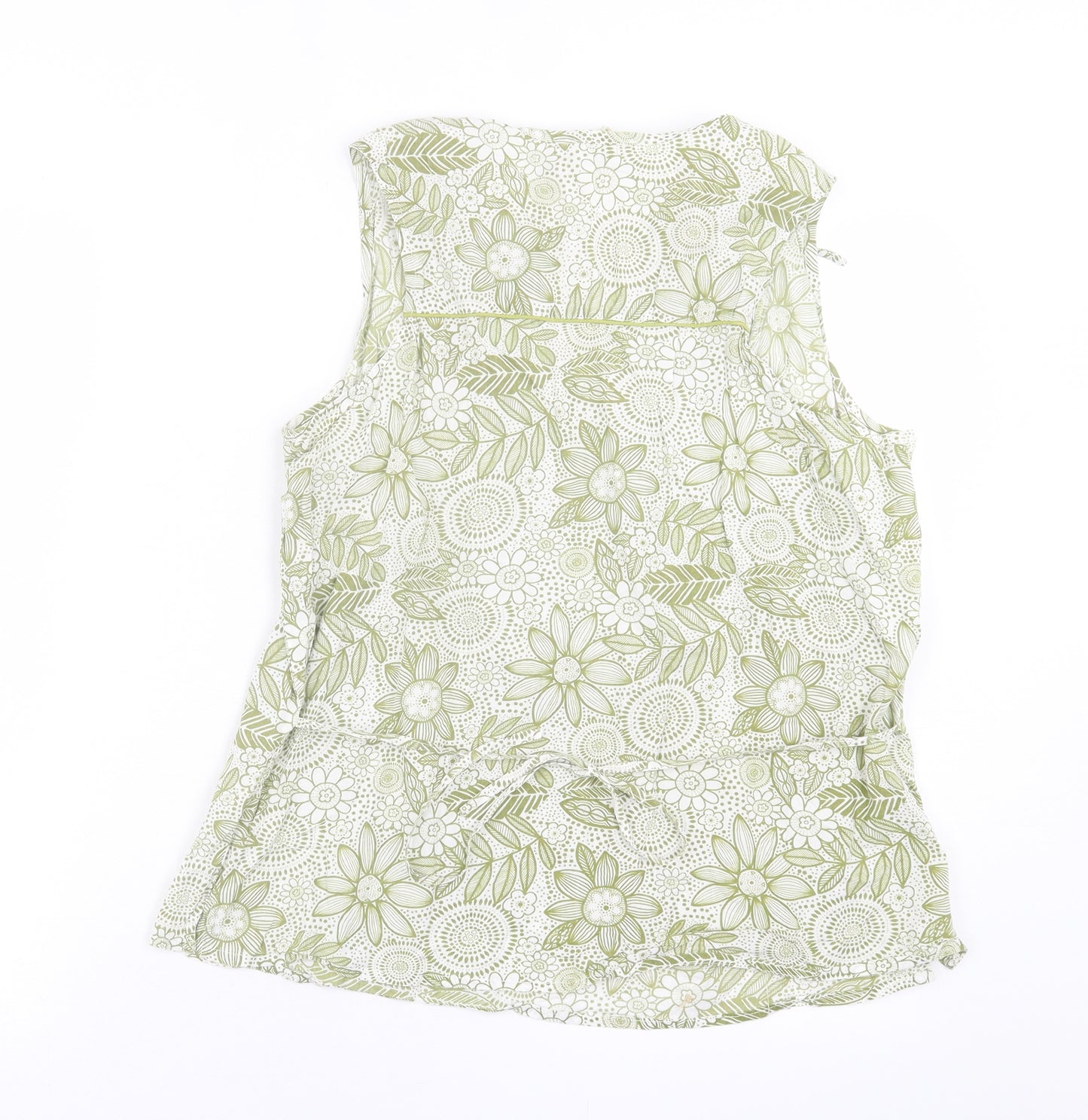River Island Womens Green Geometric Polyester Basic Tank Size 14 V-Neck