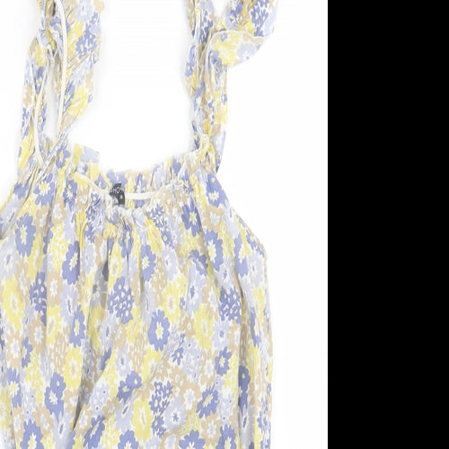 Topshop Womens Yellow Floral Cotton Basic Tank Size 8 Scoop Neck