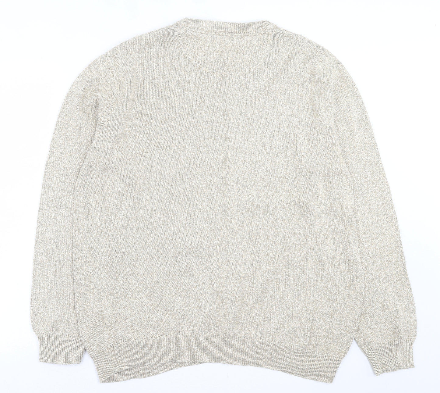 Lincoln Mens Beige Crew Neck  Cotton Pullover Jumper Size XL
