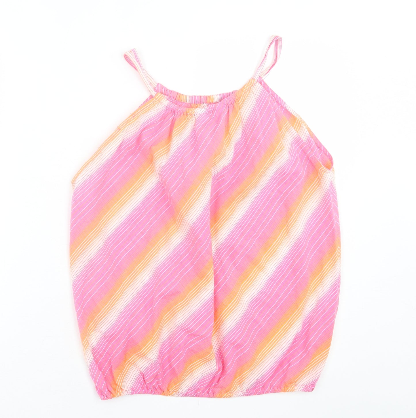 Topshop Womens Pink Striped Cotton Basic Tank Size 14 Scoop Neck