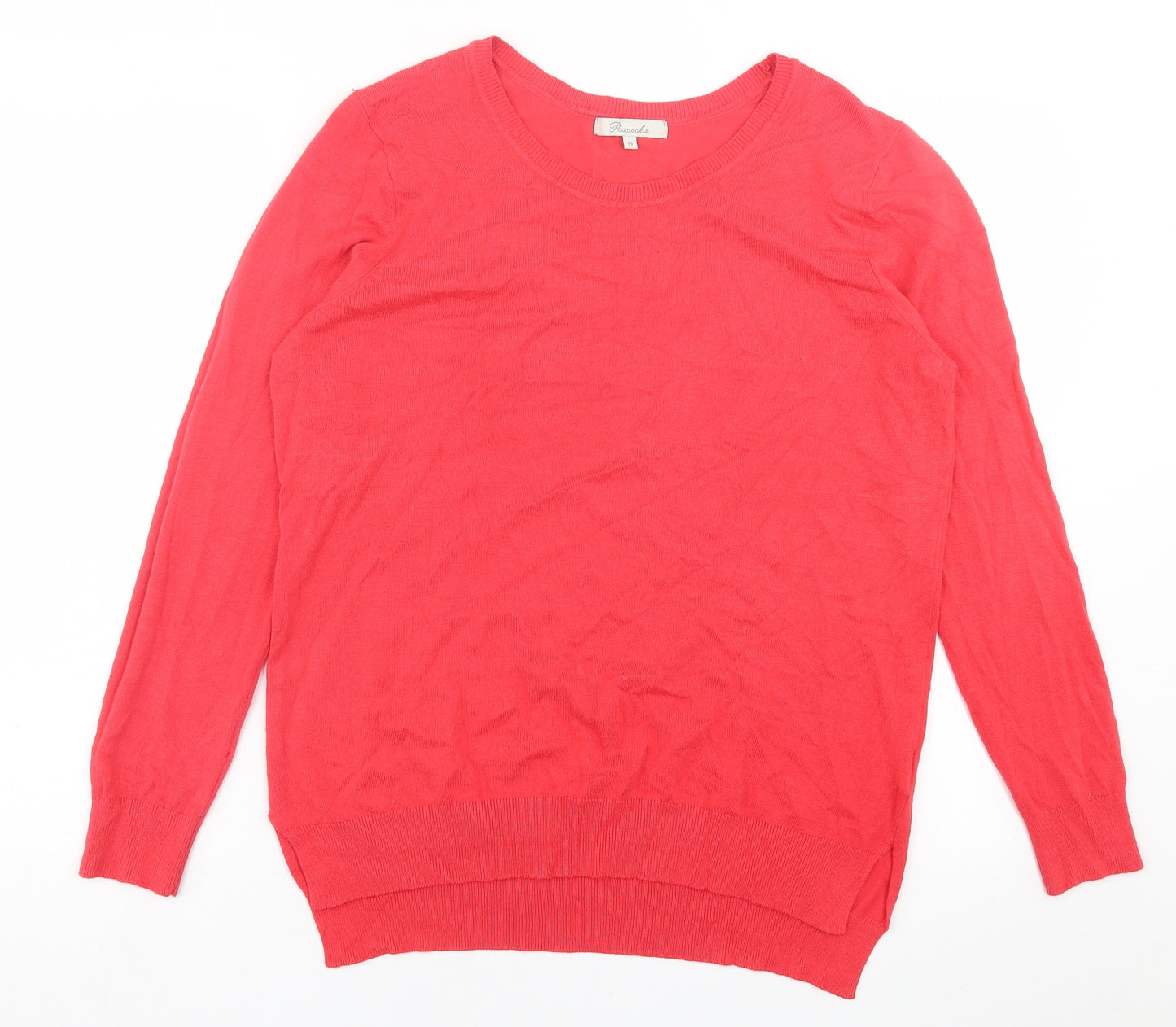 Marks and Spencer Womens Pink Crew Neck  Viscose Pullover Jumper Size 16