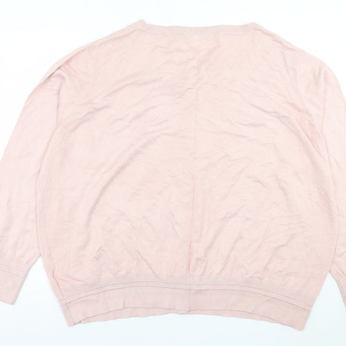 Principles Womens Pink Crew Neck  Viscose Cardigan Jumper Size 26