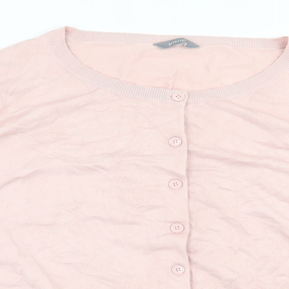 Principles Womens Pink Crew Neck  Viscose Cardigan Jumper Size 26
