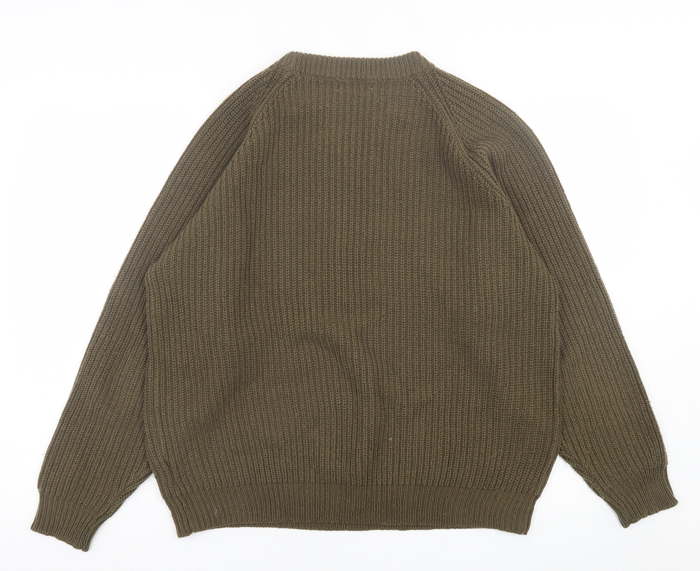 Best Basics Mens Green Crew Neck  Acrylic Pullover Jumper Size M