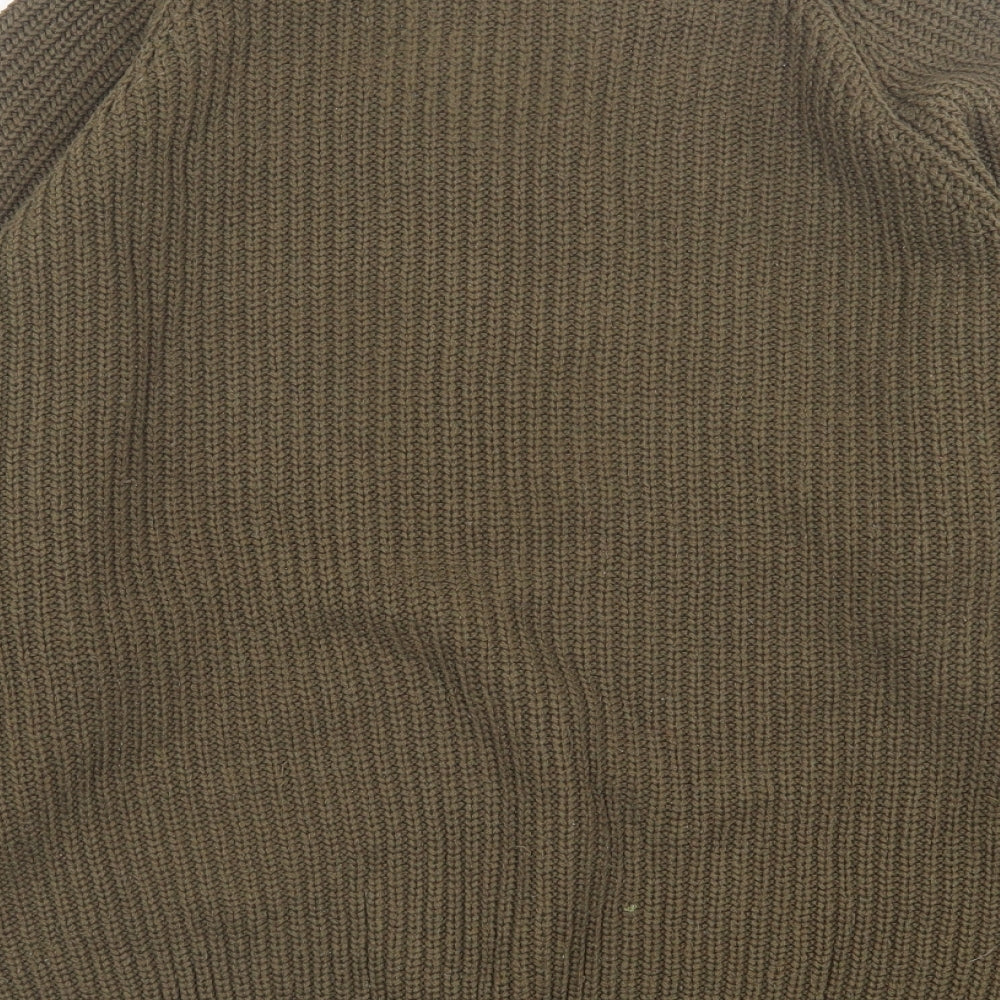 Best Basics Mens Green Crew Neck  Acrylic Pullover Jumper Size M