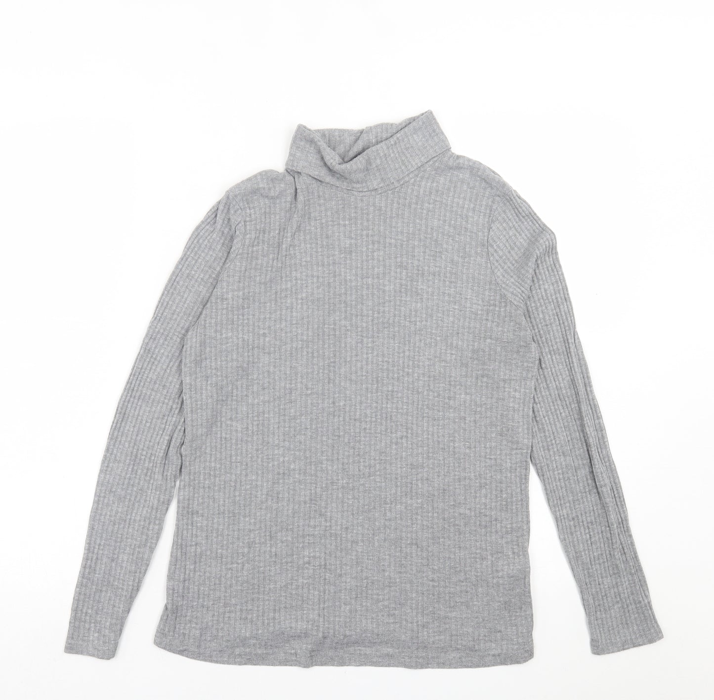 NEXT Womens Grey  Viscose Basic T-Shirt Size 16 Roll Neck