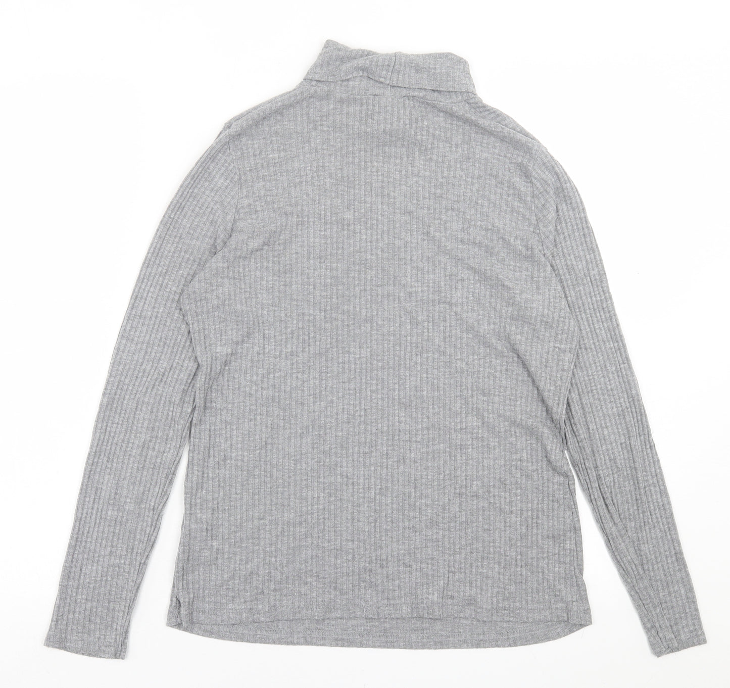 NEXT Womens Grey  Viscose Basic T-Shirt Size 16 Roll Neck