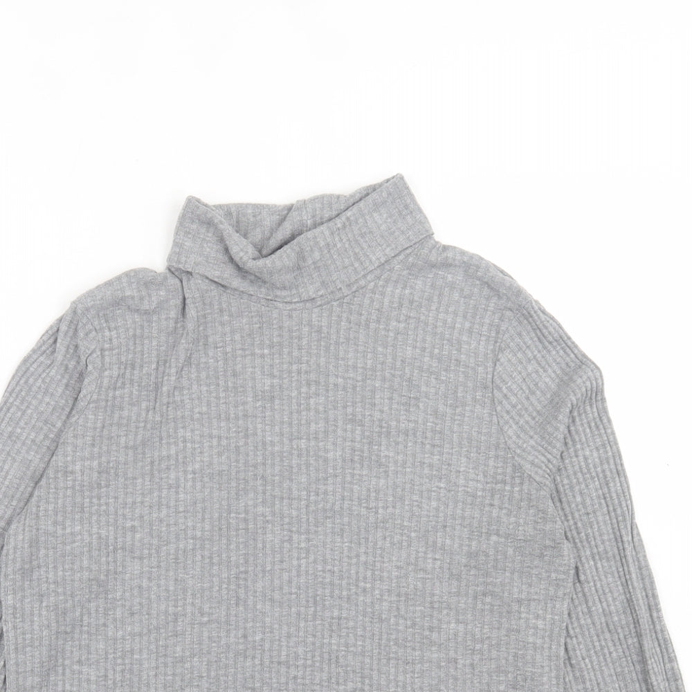 NEXT Womens Grey  Viscose Basic T-Shirt Size 16 Roll Neck