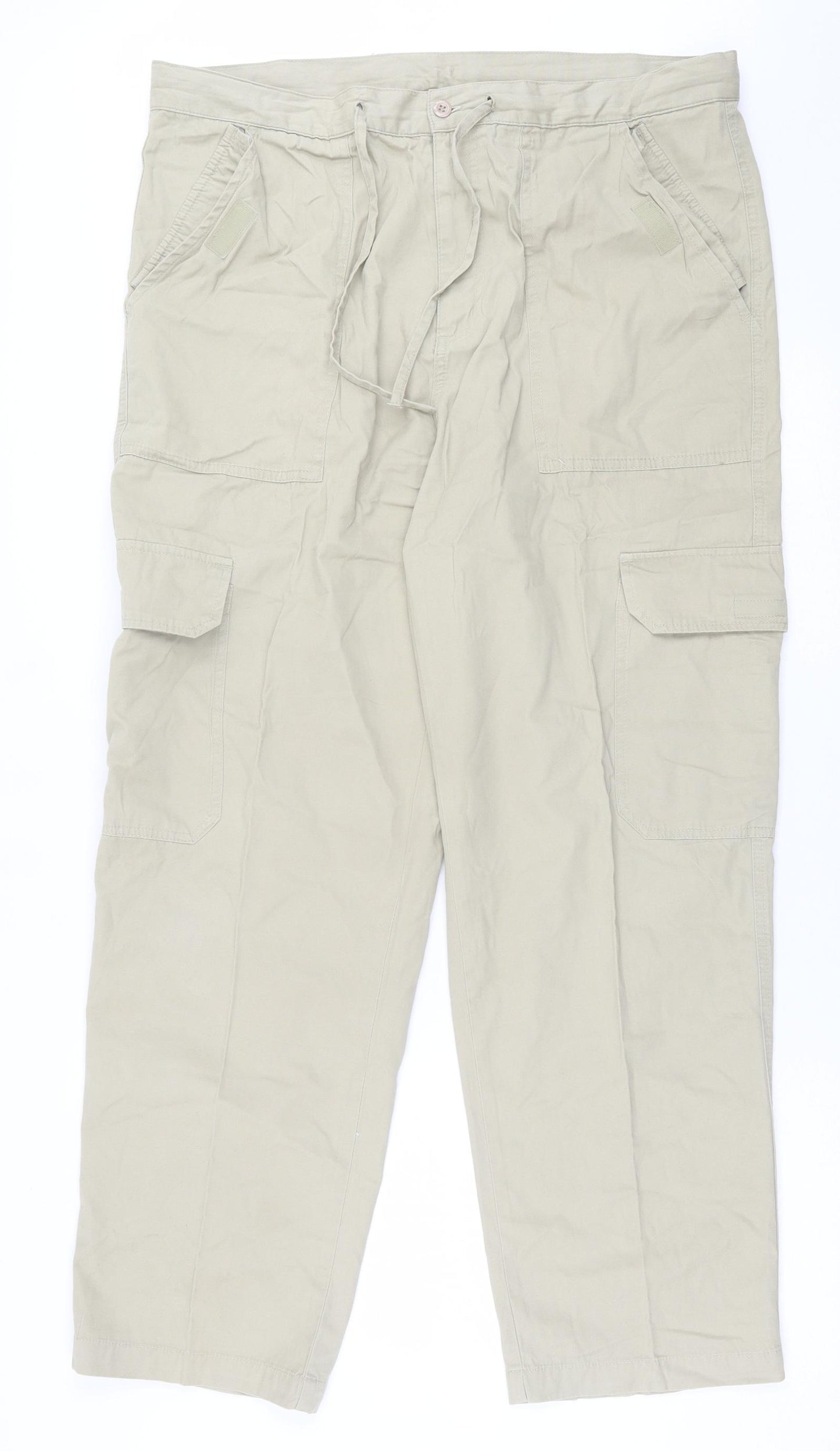 STONE RIVER Mens Beige  Cotton Cargo Trousers Size 36 in L31 in Regular Button