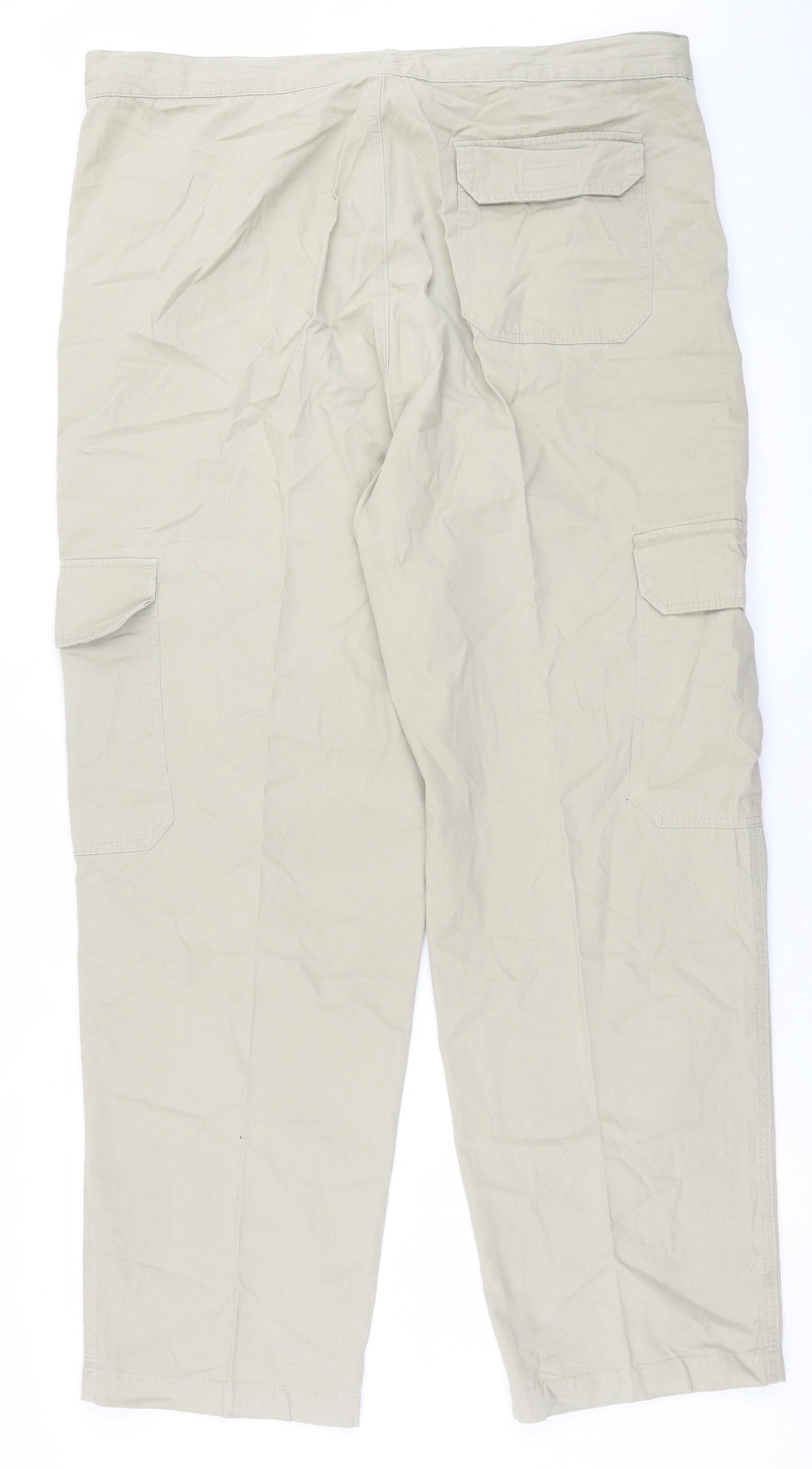 STONE RIVER Mens Beige  Cotton Cargo Trousers Size 36 in L31 in Regular Button