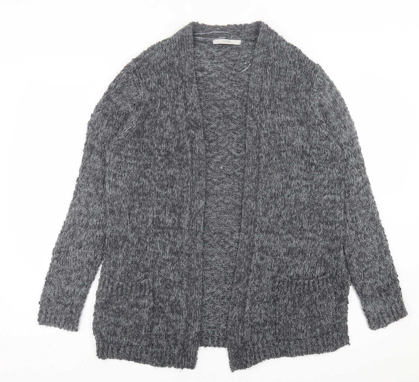 George Womens Grey V-Neck  Polyester Cardigan Jumper Size 12