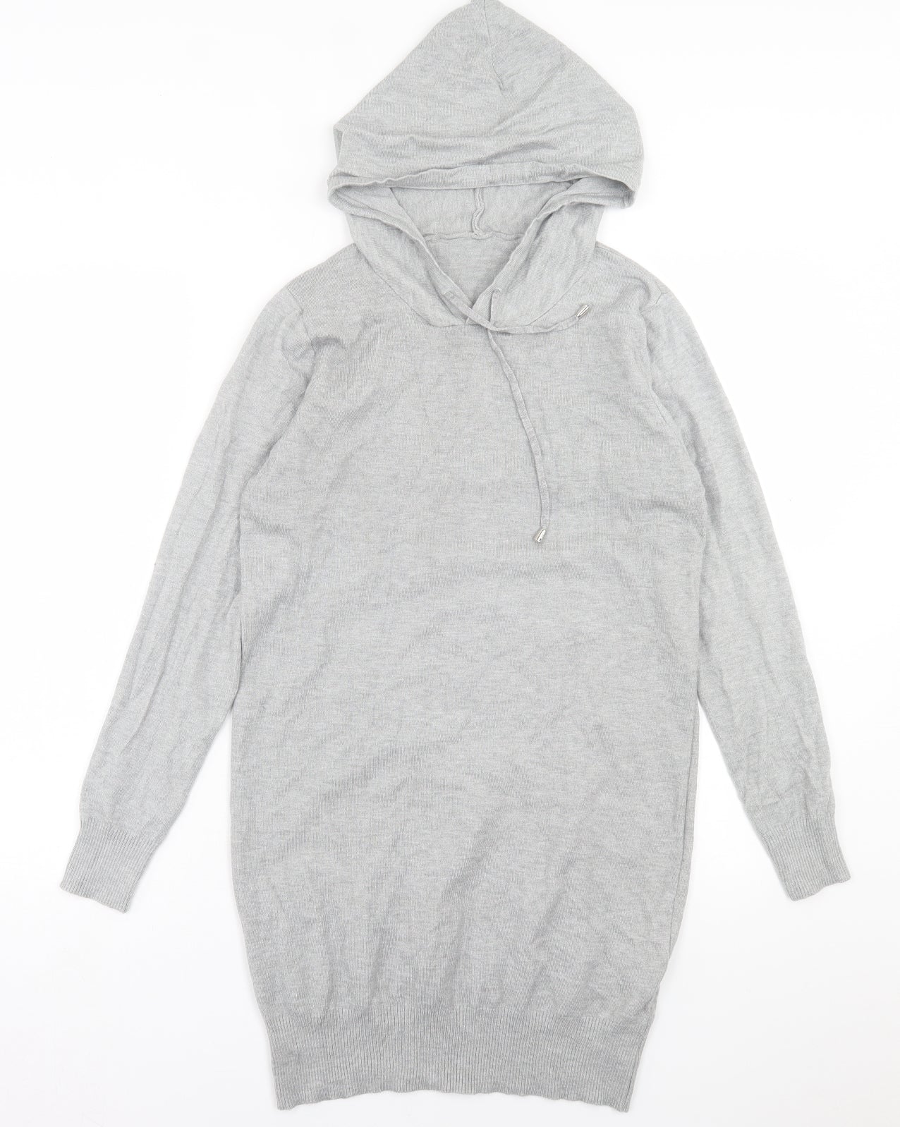 Preworn Womens Grey  Cotton Jumper Dress  Size S  V-Neck Pullover