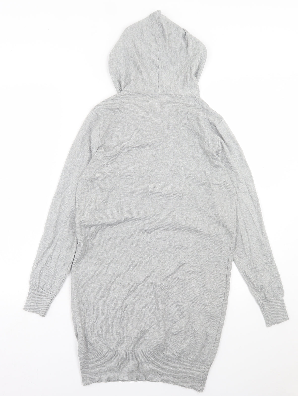 Preworn Womens Grey  Cotton Jumper Dress  Size S  V-Neck Pullover