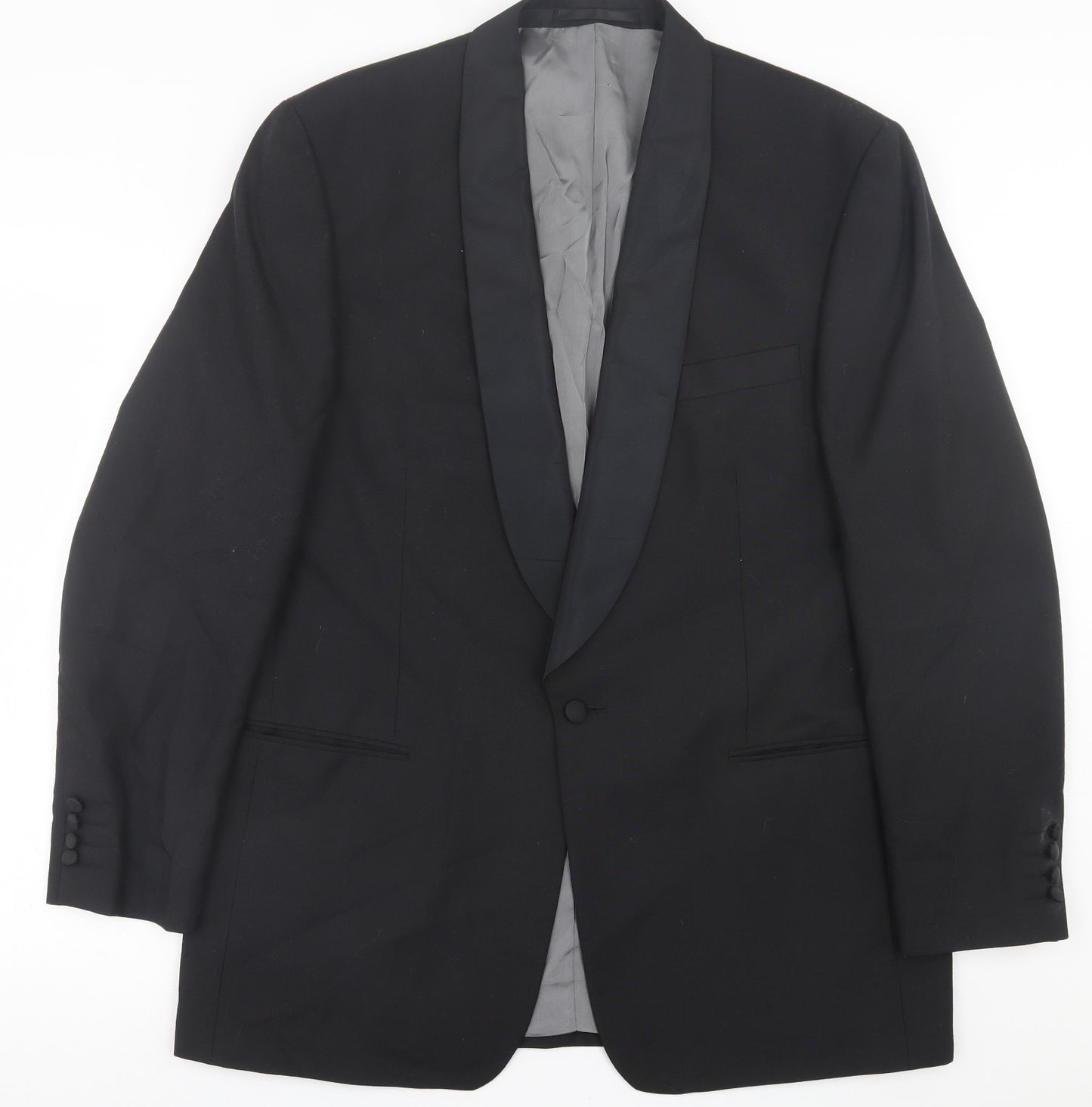 David Moss Mens Black  Polyester Jacket Suit Jacket Size 42