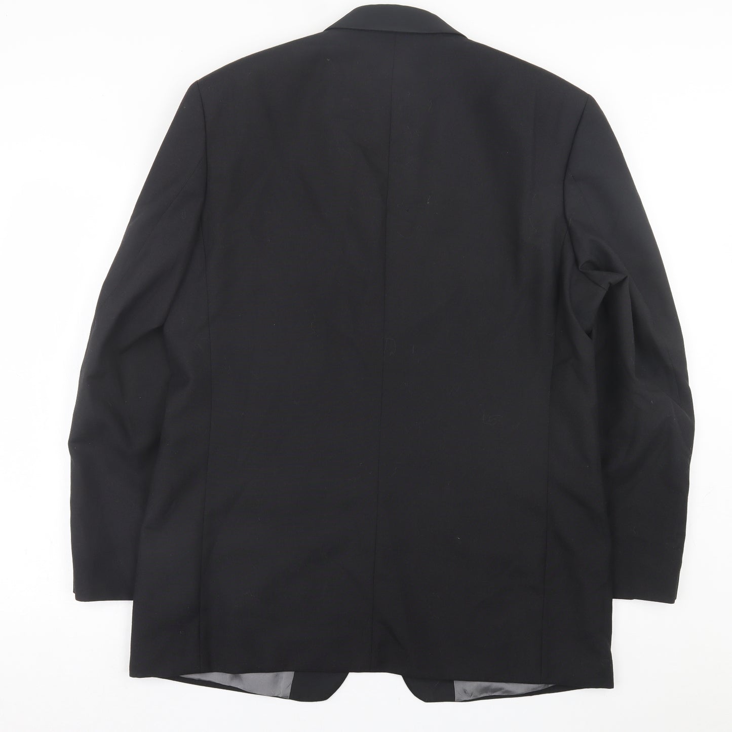 David Moss Mens Black  Polyester Jacket Suit Jacket Size 42