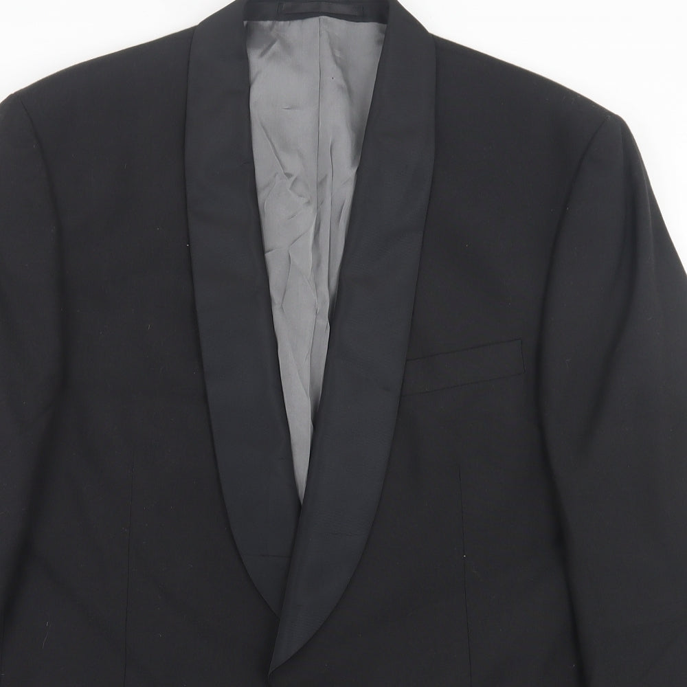 David Moss Mens Black  Polyester Jacket Suit Jacket Size 42