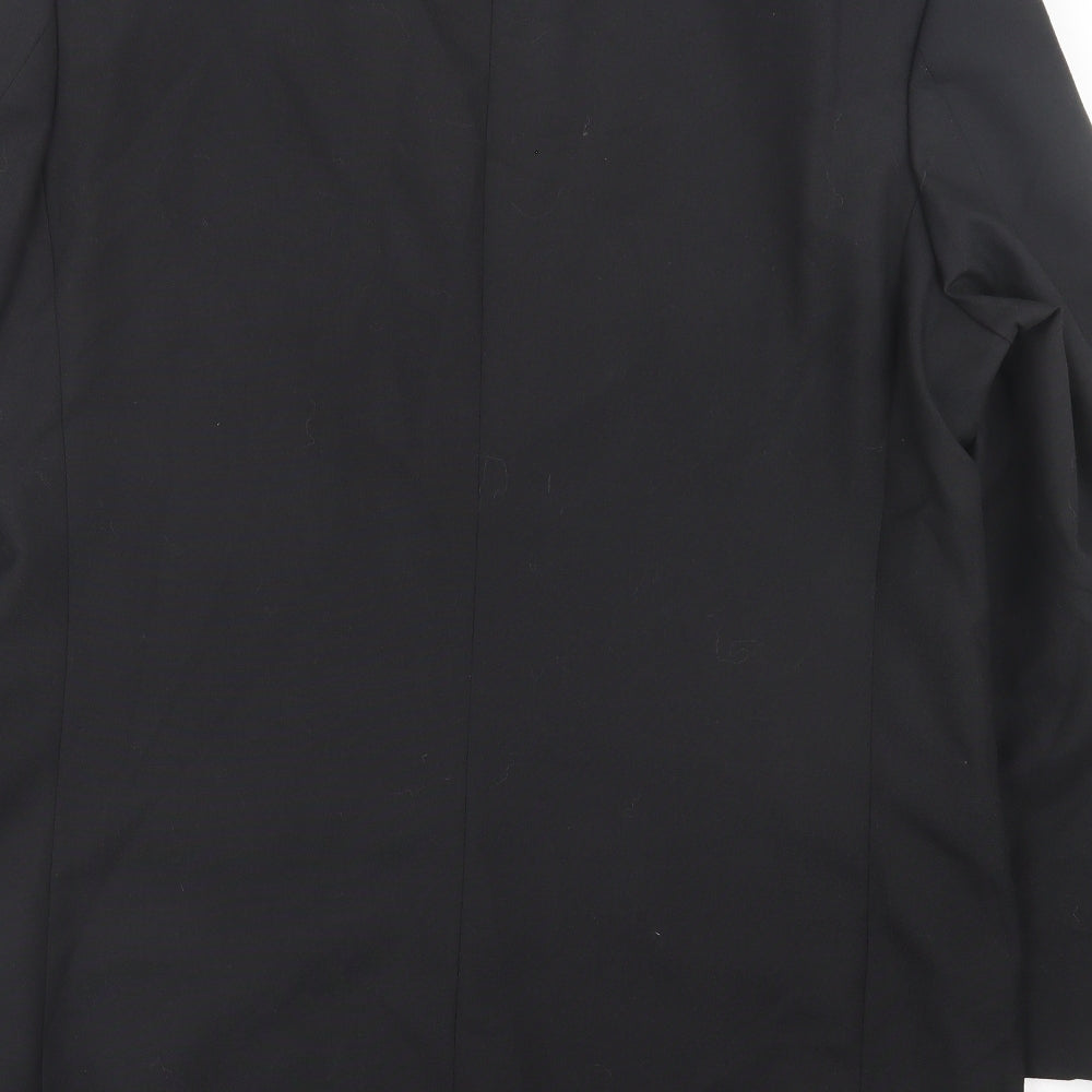 David Moss Mens Black  Polyester Jacket Suit Jacket Size 42