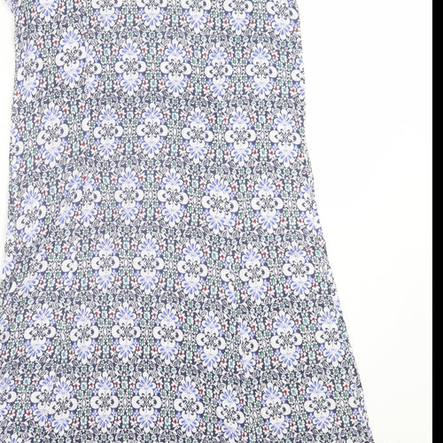 Peacocks Womens Blue Floral Viscose Fit & Flare  Size 16  Scoop Neck Pullover