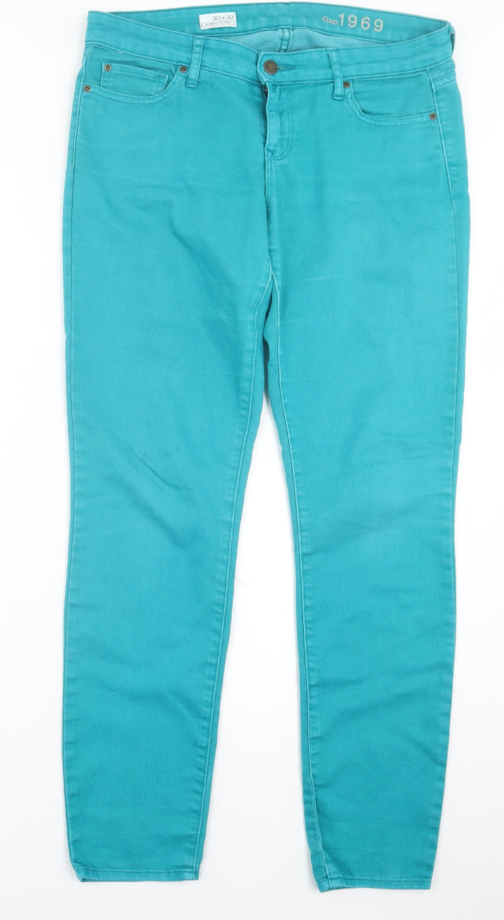 Gap Womens Blue Cotton Skinny Jeans Size 30 in L32 in Regular Button