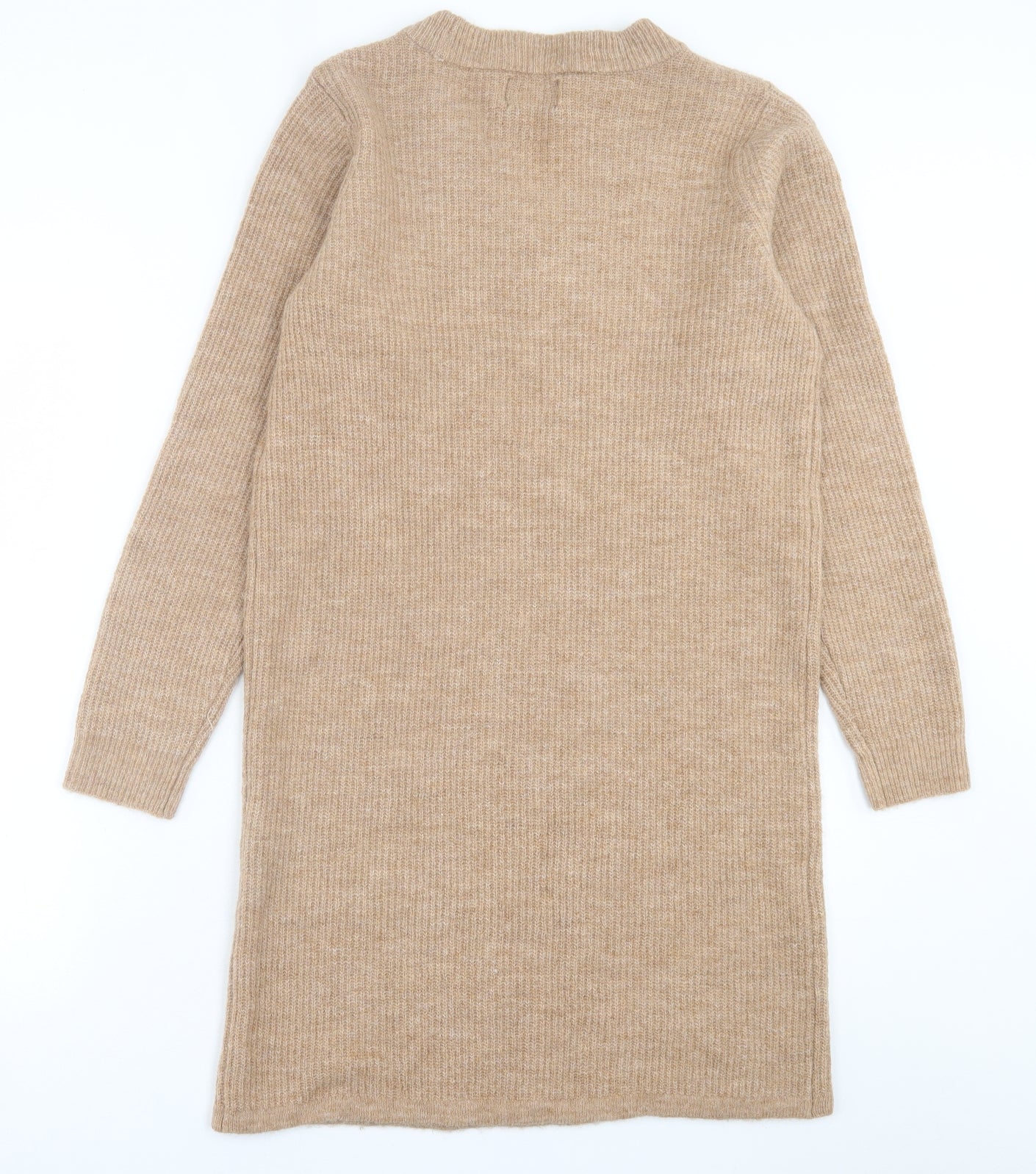 Pieces Womens Brown  Acrylic Jumper Dress  Size S  V-Neck Pullover
