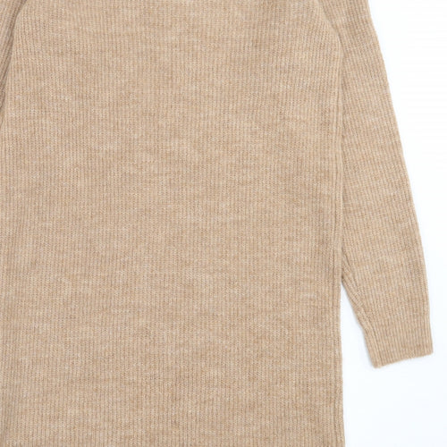 Pieces Womens Brown  Acrylic Jumper Dress  Size S  V-Neck Pullover