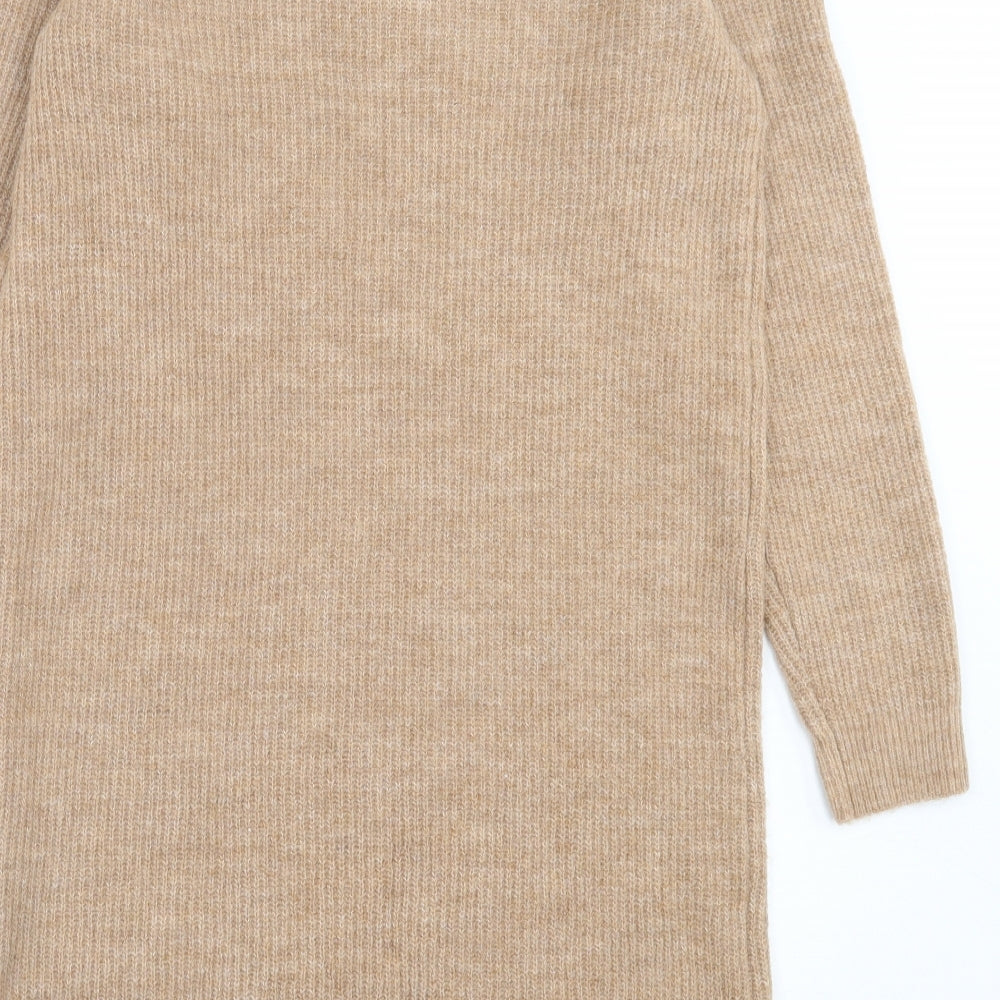 Pieces Womens Brown  Acrylic Jumper Dress  Size S  V-Neck Pullover