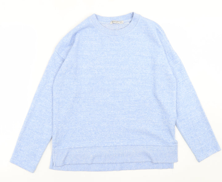 Stradivarius Womens Blue Crew Neck Polyester Pullover Jumper Size XS