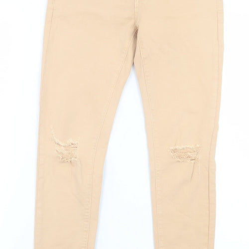 LEXXURY Womens Beige  Cotton Skinny Jeans Size XS L27 in Regular Button