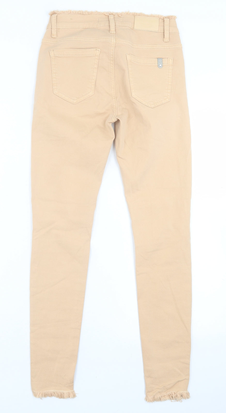 LEXXURY Womens Beige  Cotton Skinny Jeans Size XS L27 in Regular Button