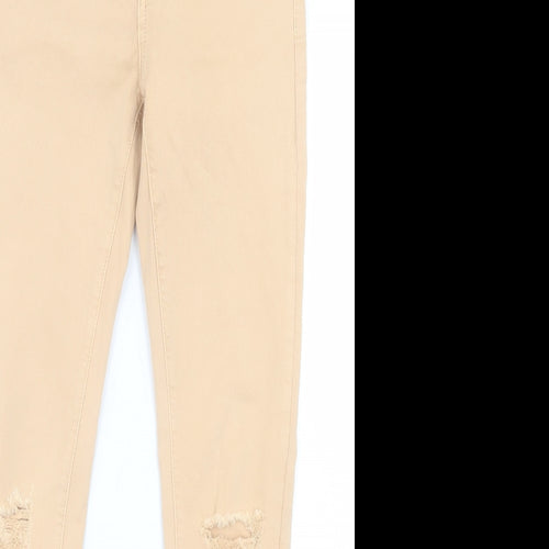 LEXXURY Womens Beige  Cotton Skinny Jeans Size XS L27 in Regular Button
