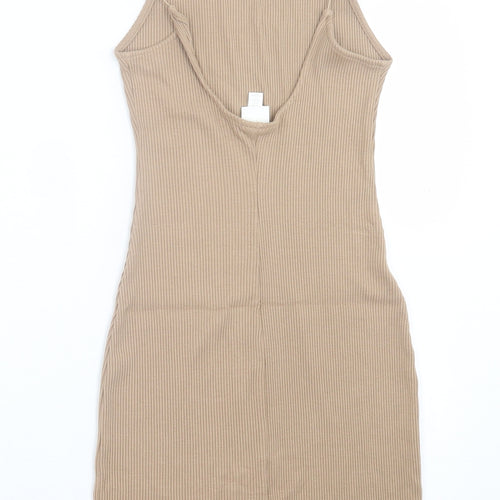 H&M Womens Beige  Viscose Bodycon  Size XS  Square Neck Pullover