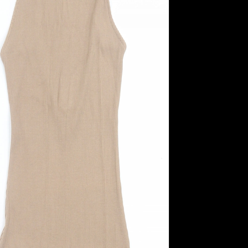 H&M Womens Beige  Viscose Bodycon  Size XS  Square Neck Pullover