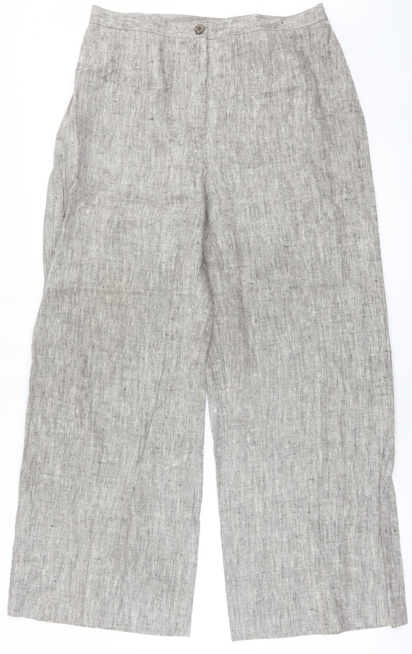Ann Harvey Womens Brown  Linen Trousers  Size 18 L31 in Regular Button