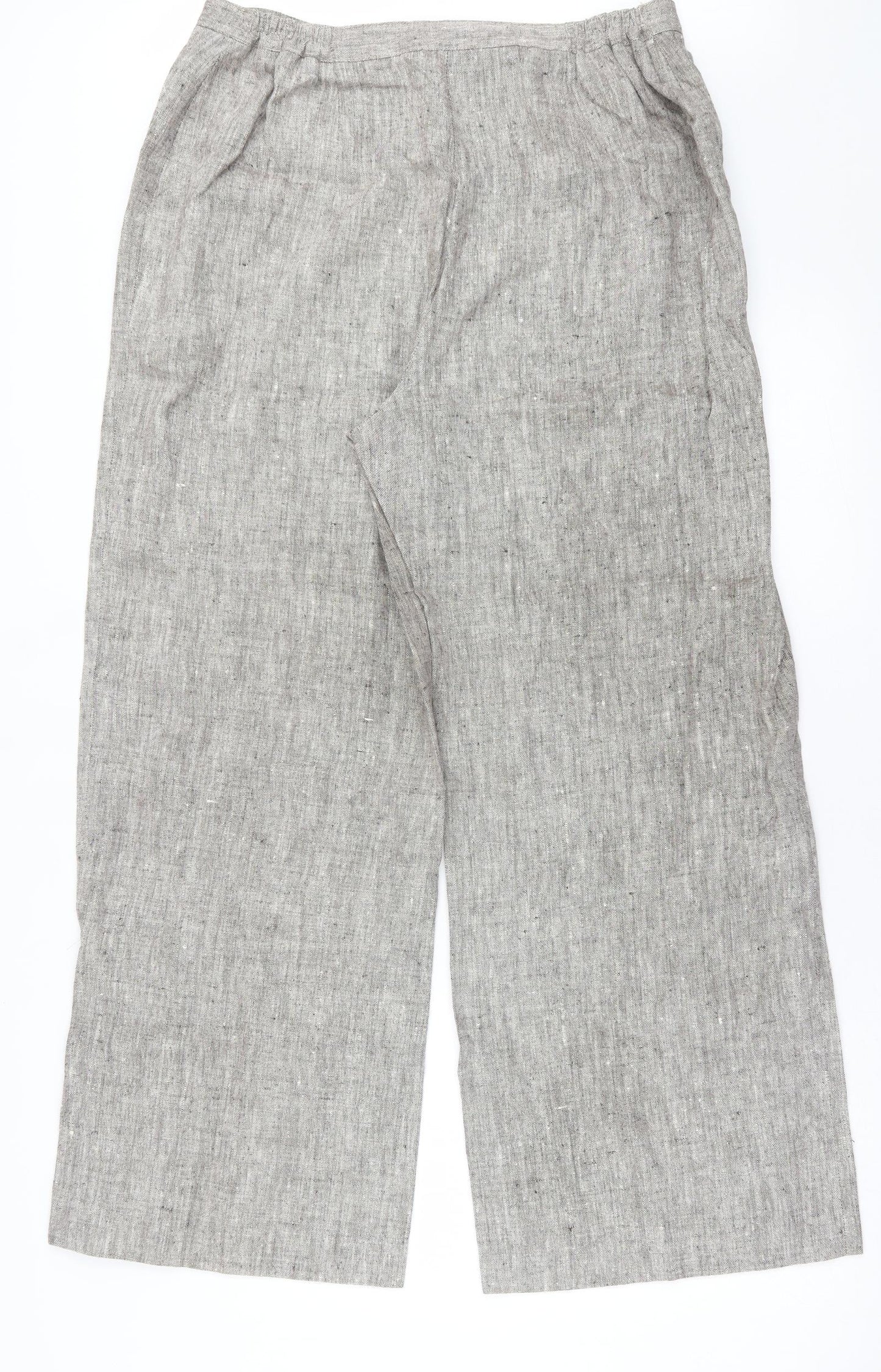 Ann Harvey Womens Brown  Linen Trousers  Size 18 L31 in Regular Button