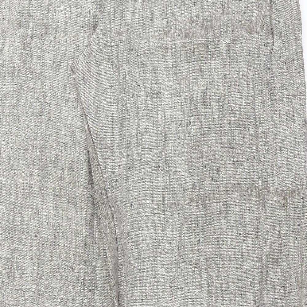 Ann Harvey Womens Brown  Linen Trousers  Size 18 L31 in Regular Button