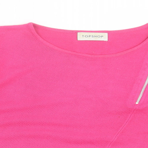 Topshop Womens Pink Crew Neck  Acrylic Pullover Jumper Size 14
