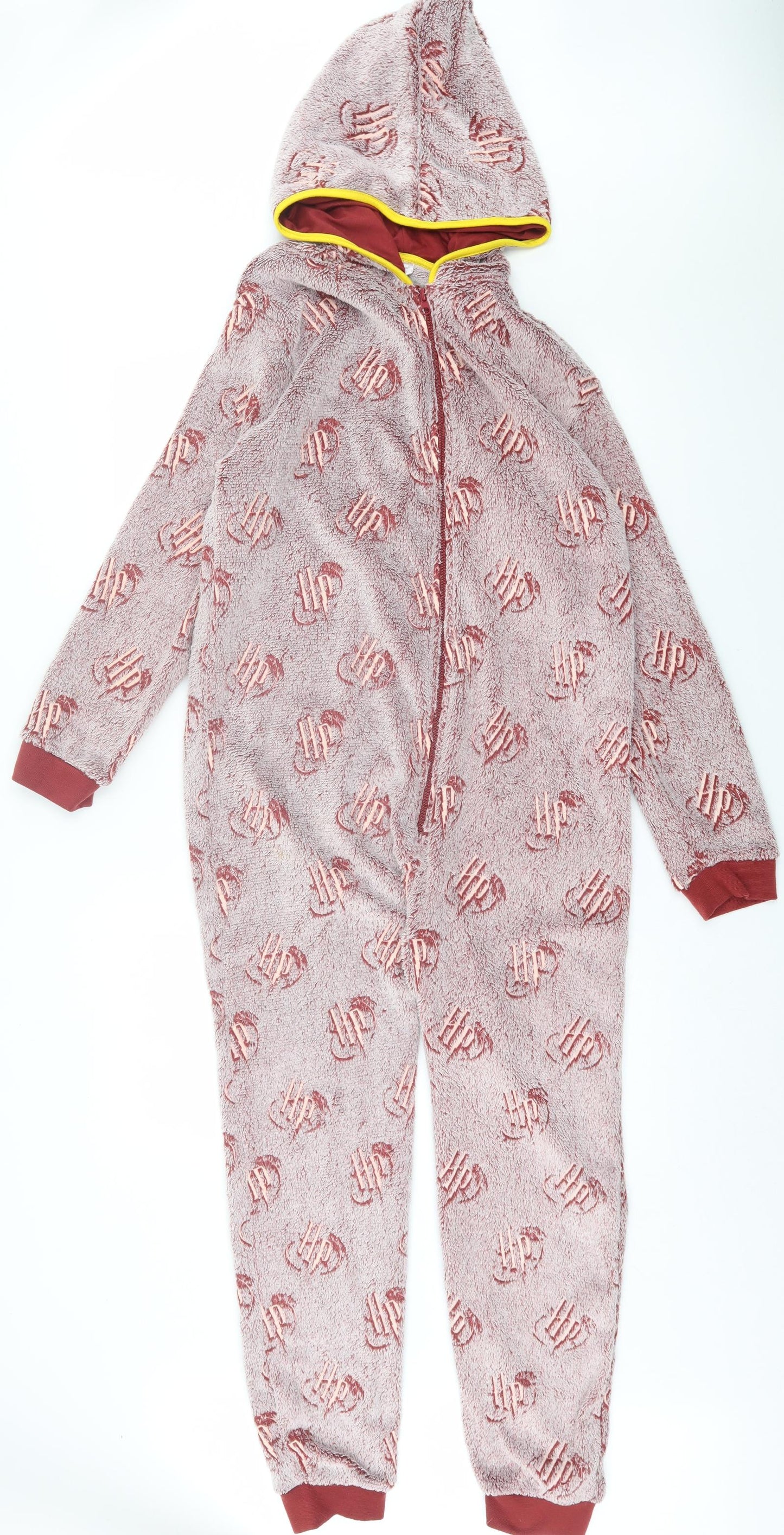 Preworn Mens Red Geometric Polyester  One Piece Size M  Zip - Harry Potter Onesie