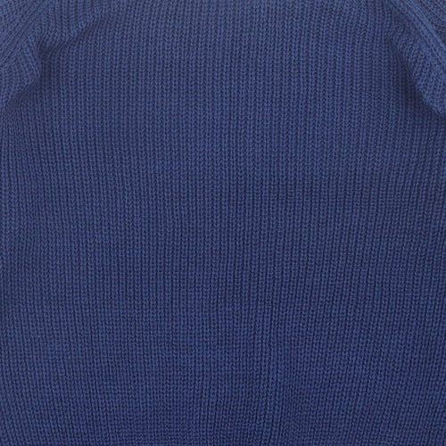 TRU Womens Blue Boat Neck  Acrylic Pullover Jumper Size S
