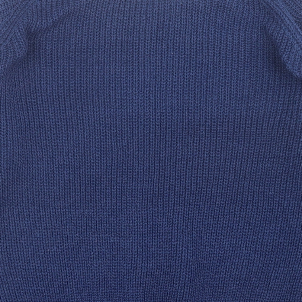 TRU Womens Blue Boat Neck  Acrylic Pullover Jumper Size S