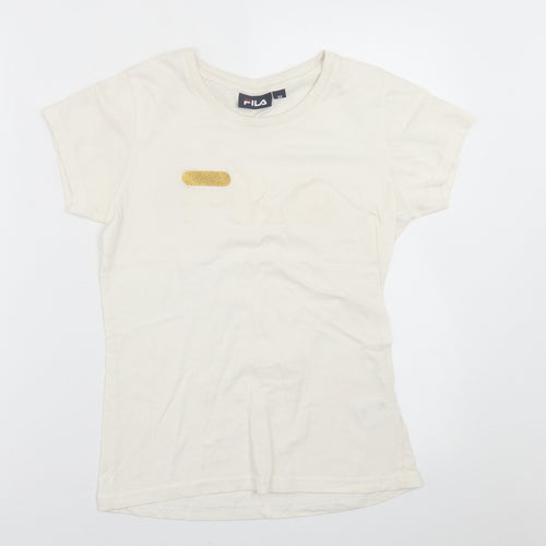 FILA Womens Ivory  Cotton Basic T-Shirt Size XS Crew Neck