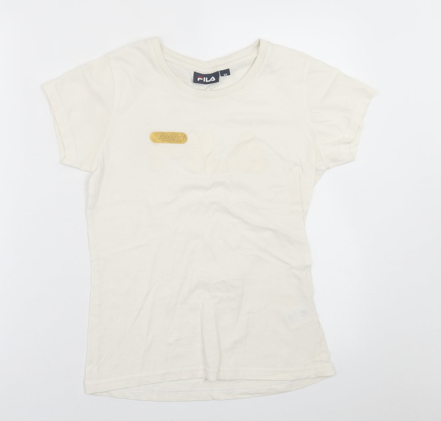FILA Womens Ivory  Cotton Basic T-Shirt Size XS Crew Neck