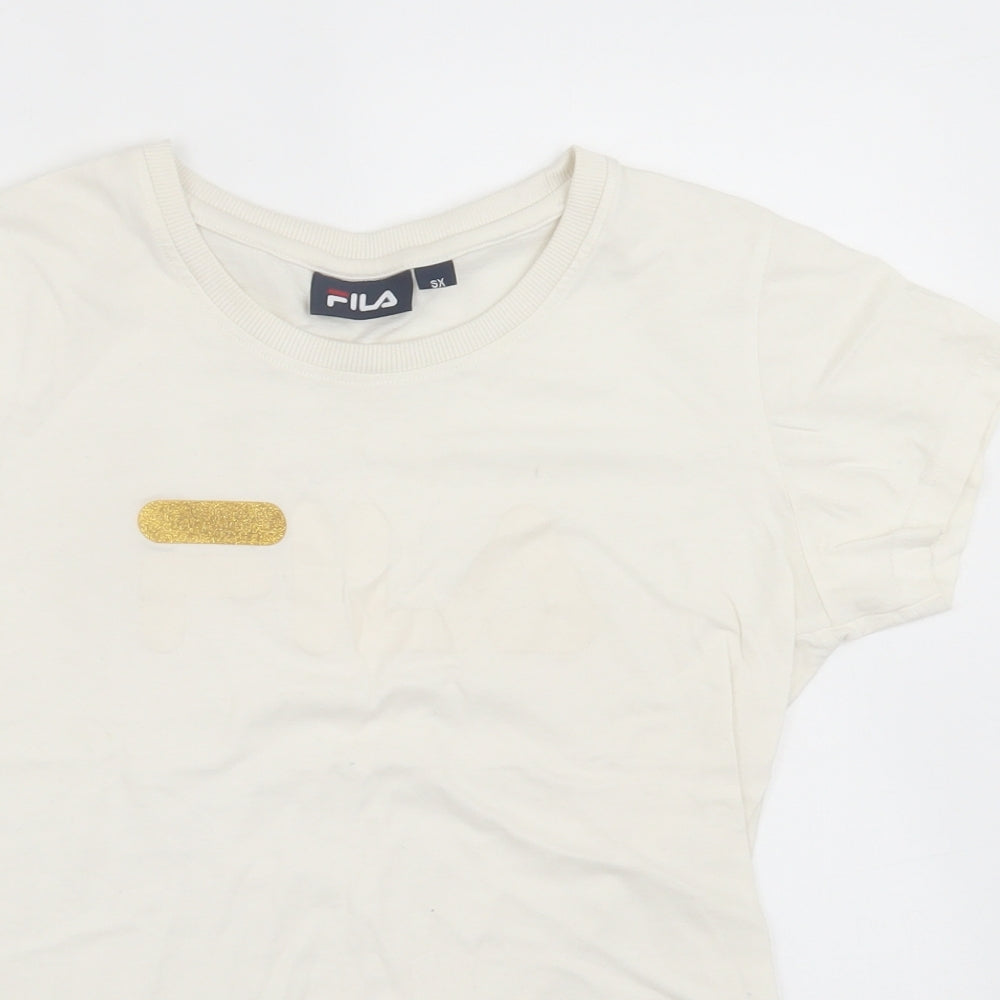 FILA Womens Ivory  Cotton Basic T-Shirt Size XS Crew Neck