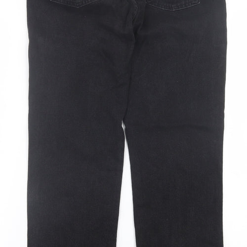 Denim & Co. Womens Black  Cotton Straight Jeans Size 12 L30 in Regular Button - Split hem