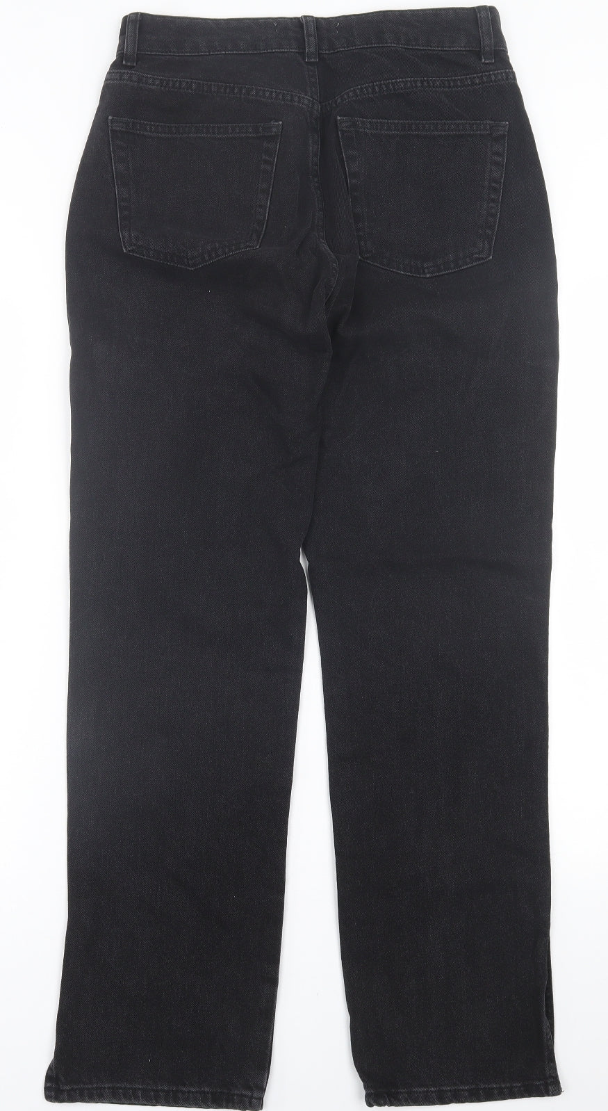 Denim & Co. Womens Black  Cotton Straight Jeans Size 12 L30 in Regular Button - Split hem