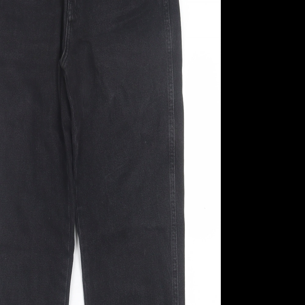 Denim & Co. Womens Black  Cotton Straight Jeans Size 12 L30 in Regular Button - Split hem