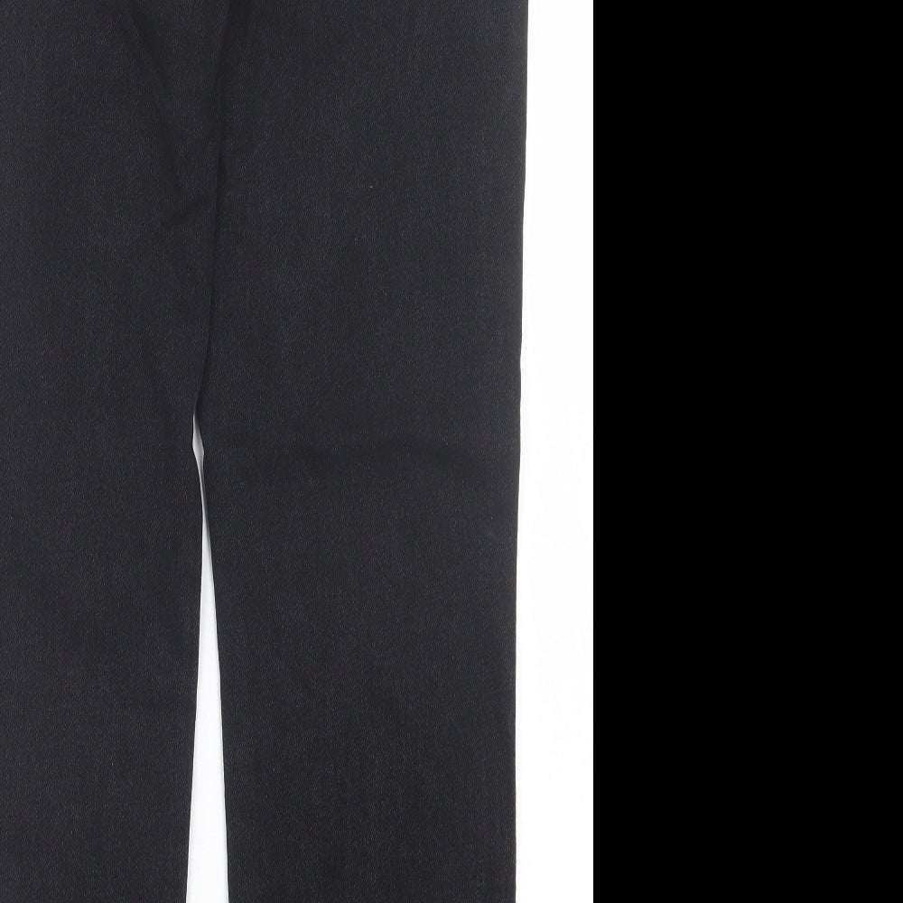 Denim & Co. Womens Black  Cotton Straight Jeans Size 12 L30 in Regular Button - Split hem