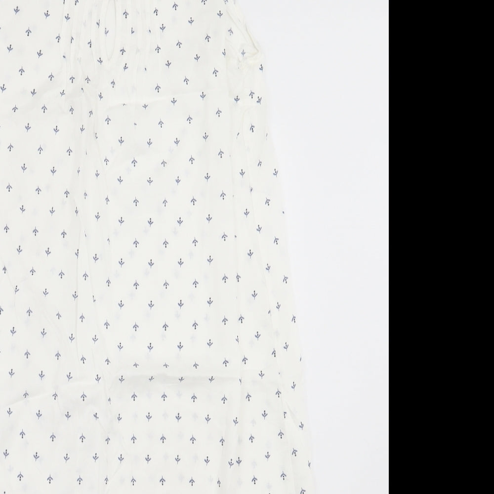 Debenhams Womens White Geometric Viscose Babydoll Dress Size 12